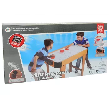 LEAN TOYS Air Hockey Handball Spieltisch mit Kicker, 2-in-1, elektrisches Gebläse, MDF, Schwarz