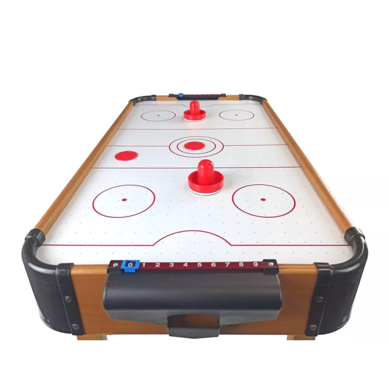 LEAN TOYS Air Hockey Handball Spieltisch mit Kicker, 2-in-1, elektrisches Gebläse, MDF, Schwarz