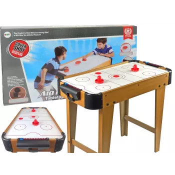 LEAN TOYS Air Hockey Handball Spieltisch mit Kicker, 2-in-1, elektrisches Gebläse, MDF, Schwarz