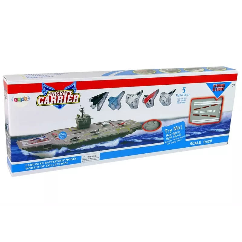 LEAN TOYS Flugzeugträger Jets 5 Stück Sound Licht