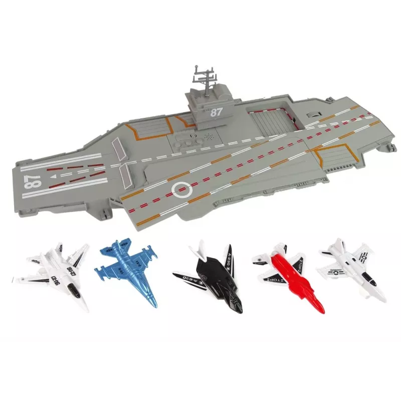 LEAN TOYS Flugzeugträger Jets 5 Stück Sound Licht