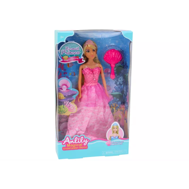 LEAN TOYS Anlily Meerjungfrau-Prinzessin-Puppe mit rosa Kleid und Bürste