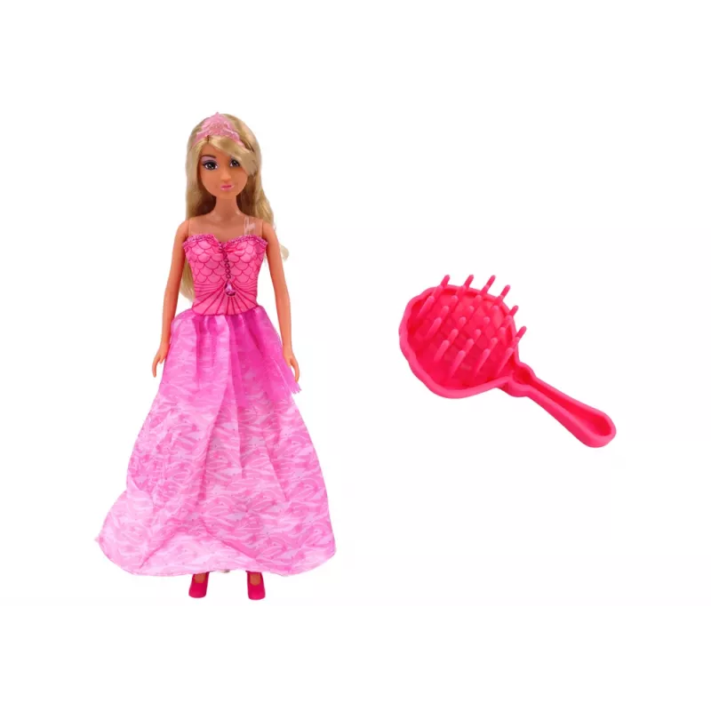 LEAN TOYS Anlily Meerjungfrau-Prinzessin-Puppe mit rosa Kleid und Bürste