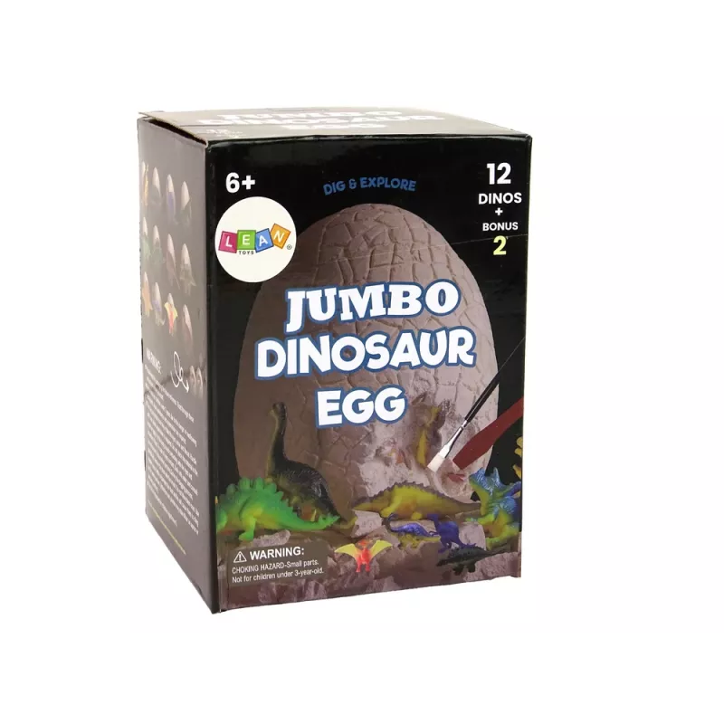 LEAN TOYS Archäologie-Ausgrabungsset Riesiges Ei 12 Dinosaurierfiguren