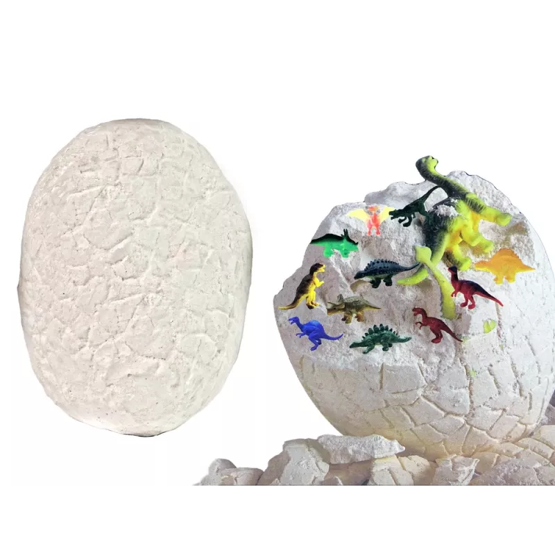 LEAN TOYS Archäologie-Ausgrabungsset Riesiges Ei 12 Dinosaurierfiguren