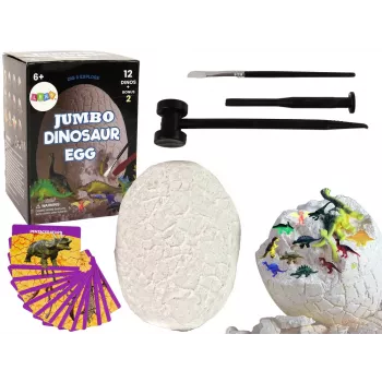 LEAN TOYS Archäologie-Ausgrabungsset Riesiges Ei 12 Dinosaurierfiguren