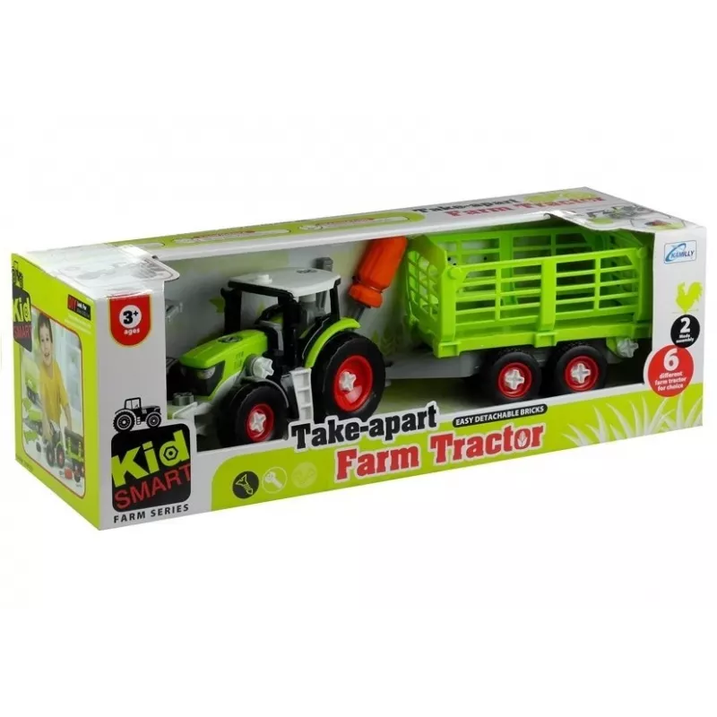LEAN TOYS Montage-Traktor mit offenem Anhänger 43 cm