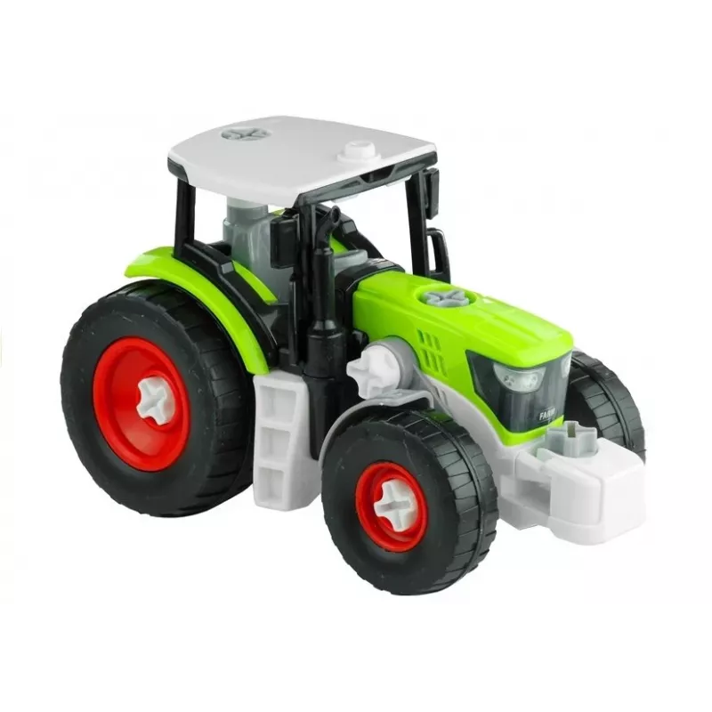 LEAN TOYS Montage-Traktor mit offenem Anhänger 43 cm