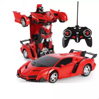LEAN TOYS Auto Robot Transformer + Fernsteuerung Deformiertes Auto 2in1 Multifunktional Farbe Rot