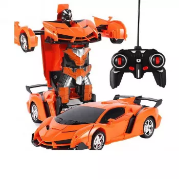 LEAN TOYS Auto Robot Transformer + Fernbedienung Deformiertes Auto 2in1 Multifunktional Orange