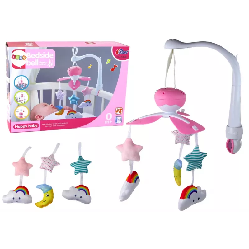 LEAN TOYS Babybett-Mobile Sky Sound Pink