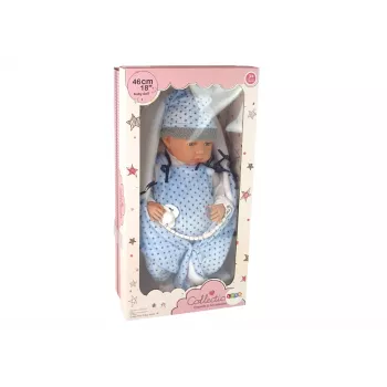 LEAN TOYS Babypuppe 46 cm blauer Schnuller Sternendecke