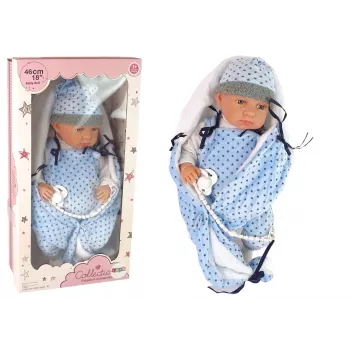 LEAN TOYS Babypuppe 46 cm blauer Schnuller Sternendecke
