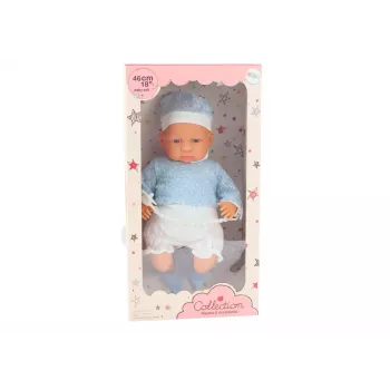 LEAN TOYS Babypuppe 46 cm Blau Schnuller Mütze Socken
