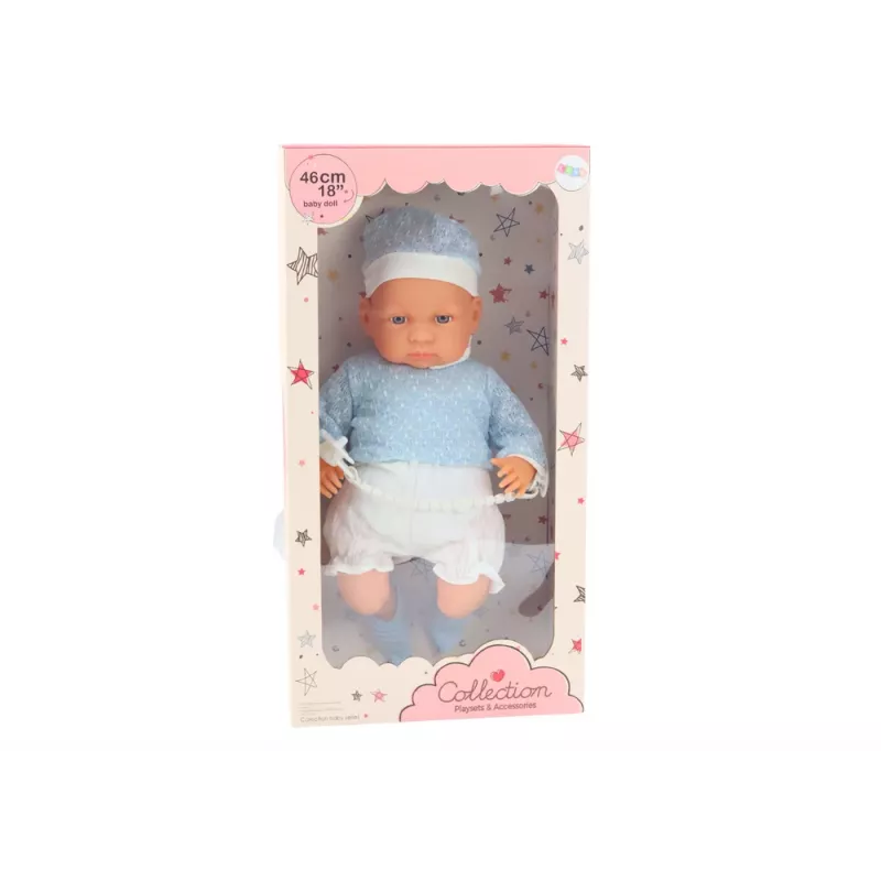 LEAN TOYS Babypuppe 46 cm Blau Schnuller Mütze Socken