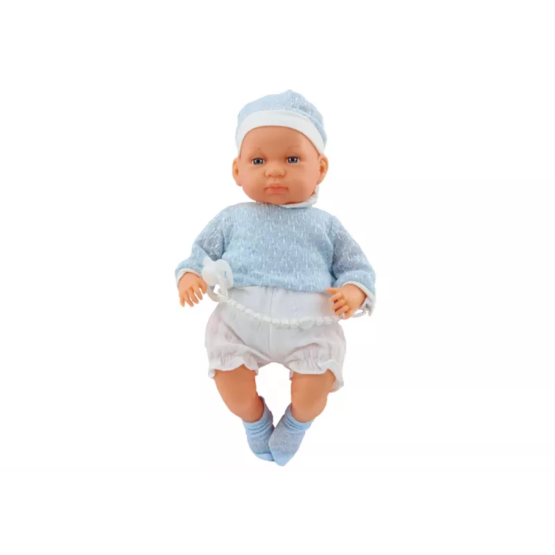 LEAN TOYS Babypuppe 46 cm Blau Schnuller Mütze Socken