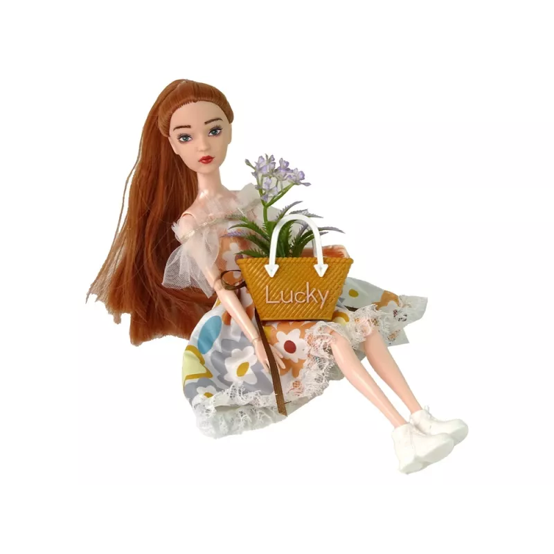LEAN TOYS Babypuppe Emily Autumn Rote Haare Blumen