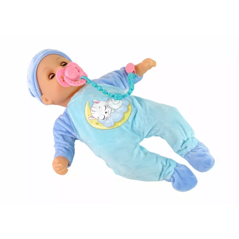 LEAN TOYS Baby Doll Sound Dummy Bib Blue Cat Pyjamas
