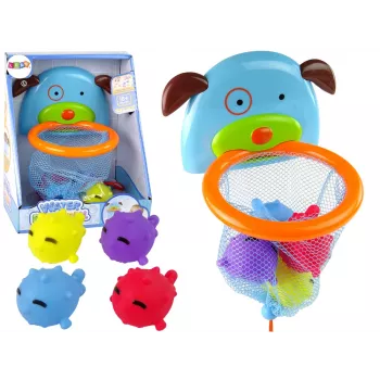 LEAN TOYS Badespielzeug Mini Basketball Hund Gummifisch