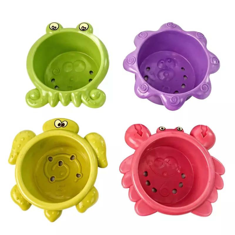 LEAN TOYS Badespielzeug-Set: Schiff, Meerestiere, Wasserfall, Saugnäpfe