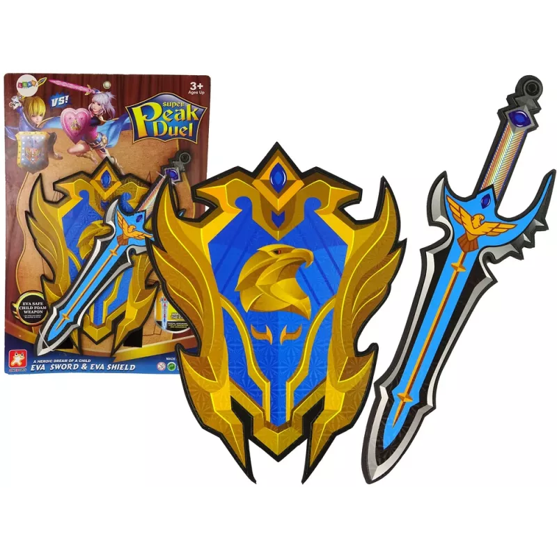 LEAN TOYS Blue Warrior Schwert-Schild-Set aus EVA-Schaum
