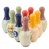 LEAN TOYS Bowling Set mit Katzen für Kinder, 10 Bowling-Pins, 2 bunte Bälle