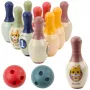 LEAN TOYS Bowling Set mit Katzen für Kinder, 10 Bowling-Pins, 2 bunte Bälle