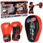 LEAN TOYS 2-in-1 Muay Thai Box-Trainingsset mit Handschuhen und Fokus-Pratzen, Schwarz