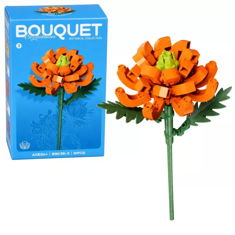 LEAN TOYS Bausteine Einzelne Blume mit Stiel Bunter Mix 71-106 Teile