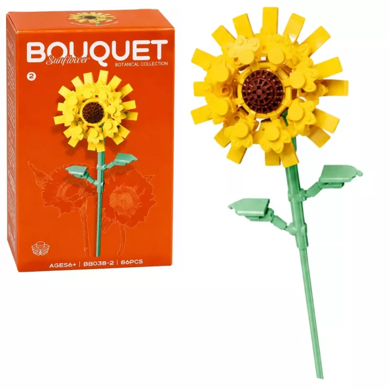 LEAN TOYS Bausteine Einzelne Blume mit Stiel Bunter Mix 71-106 Teile
