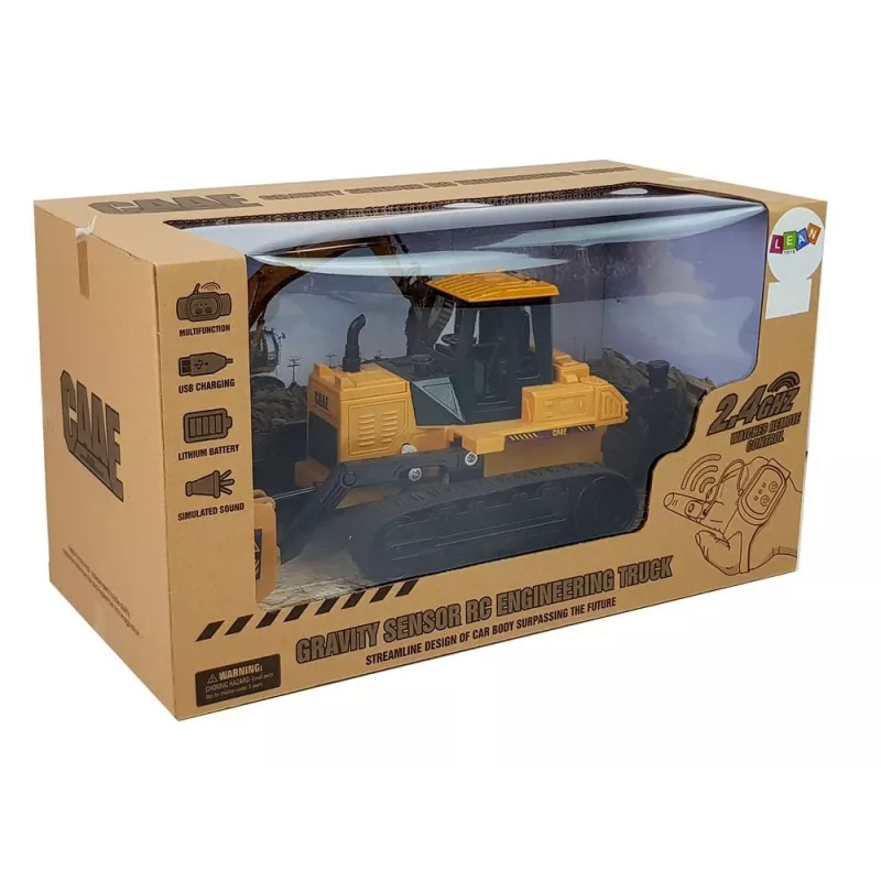 LEAN TOYS Bulldozer mit Raupenketten, ferngesteuert per Handgeste, 2.4G, 1:28