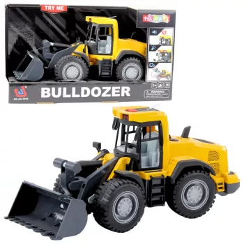 LEAN TOYS Bulldozer Bagger mit Lichtern, Geräuschen und beweglichem Schaufel – Gelb
