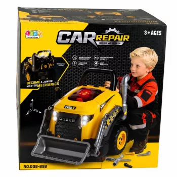 LEAN TOYS Bulldozer Excavator Take Apart Toy - Little Handyman with Lights, Sounds and Steam Effect (3+ Jahre)