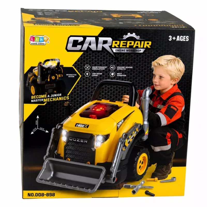 LEAN TOYS Bulldozer Excavator Take Apart Toy - Little Handyman with Lights, Sounds and Steam Effect (3+ Jahre)