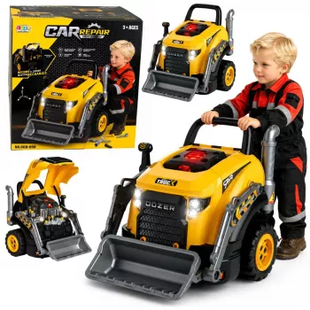 LEAN TOYS Bulldozer Excavator Take Apart Toy - Little Handyman with Lights, Sounds and Steam Effect (3+ Jahre)