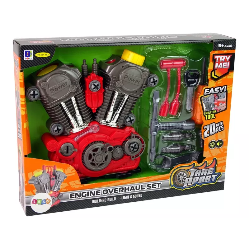 LEAN TOYS Automotor für den kleinen Mechaniker - DIY-Montage mit Licht und Sound