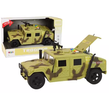 LEAN TOYS Auto Militärfahrzeug Reibungsantrieb Tarnung Sand Licht Geräusche