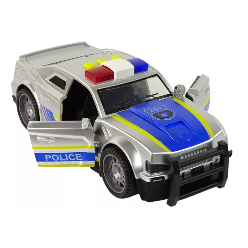 LEAN TOYS Car Police 1:14 Lights Sounds Silver