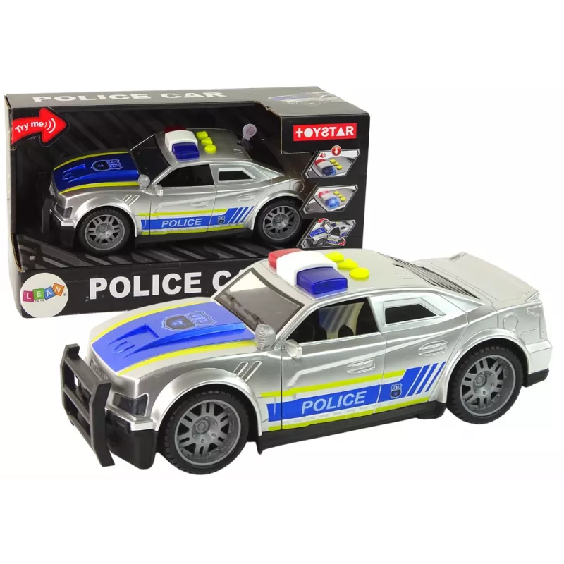LEAN TOYS Car Police 1:14 Lights Sounds Silver