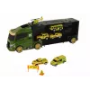 LEAN TOYS Abschleppwagen mit Federantrieb und Koffer für grüne Autos