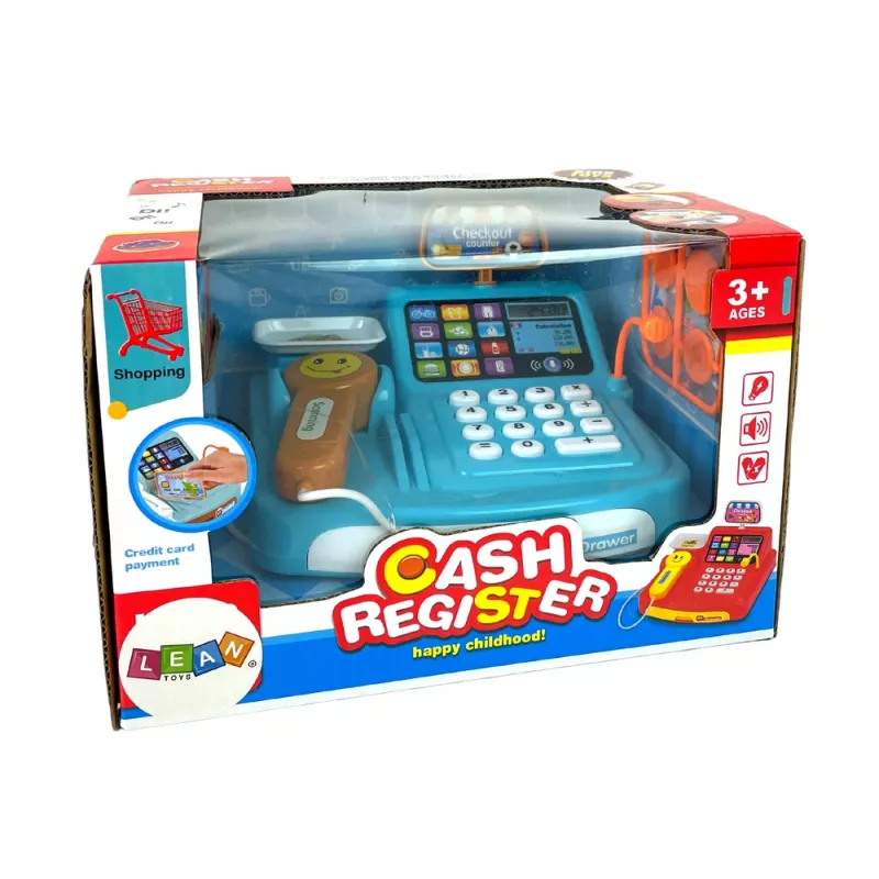 LEAN TOYS Registrierkasse mit Waage für Keksverpackungen, Batterie und Scanner