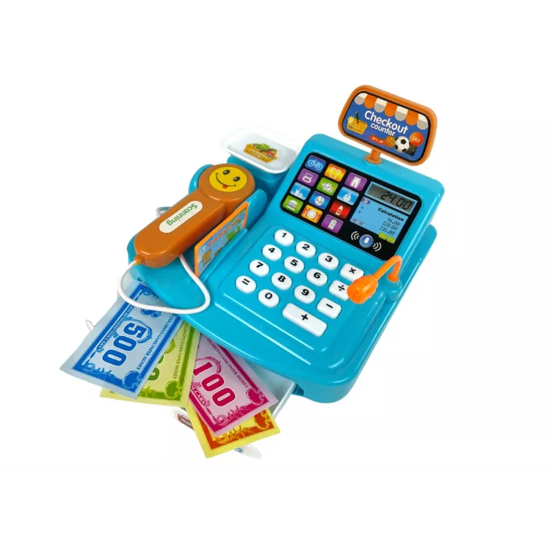 LEAN TOYS Registrierkasse mit Waage für Keksverpackungen, Batterie und Scanner
