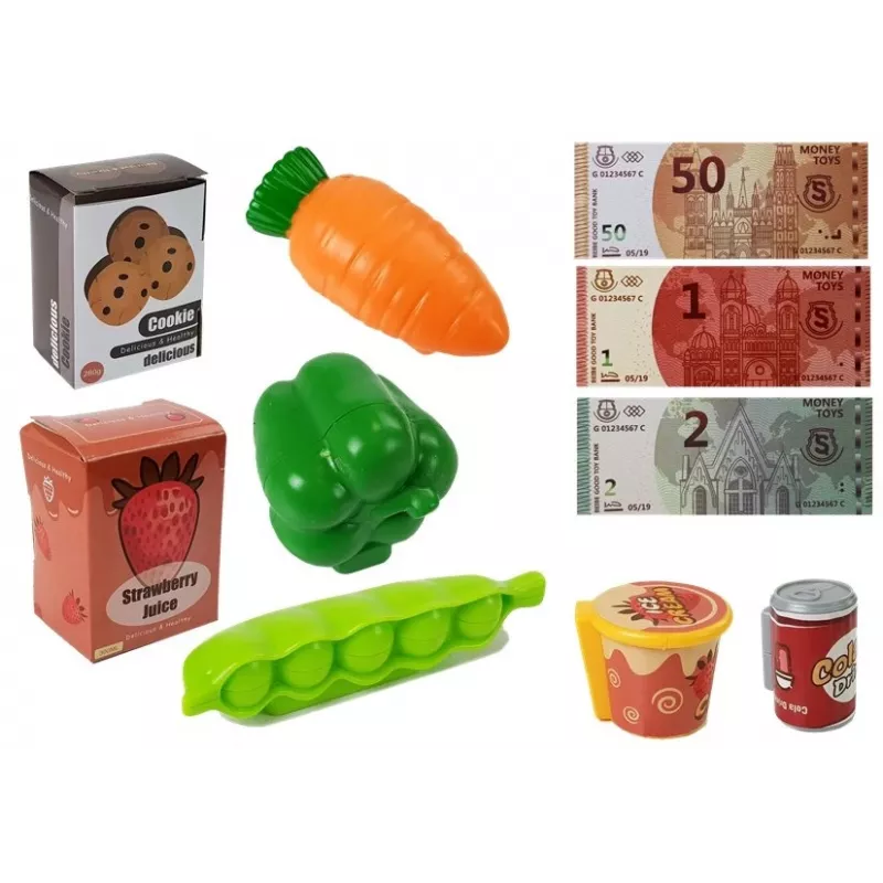 LEAN TOYS Kassenspielzeug Shop-Set mit Mikrofon-Soundterminal – Interaktives Rollenspiel-Set für Kinder ab 3 Jahren