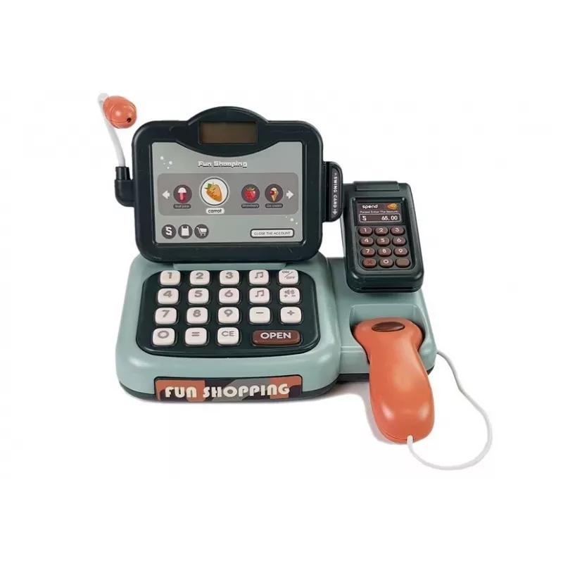 LEAN TOYS Kassenspielzeug Shop-Set mit Mikrofon-Soundterminal – Interaktives Rollenspiel-Set für Kinder ab 3 Jahren