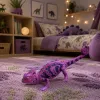 LEAN TOYS Chamäleon Gummi-Figur dehnbar realistisch lila Reptil 14 cm
