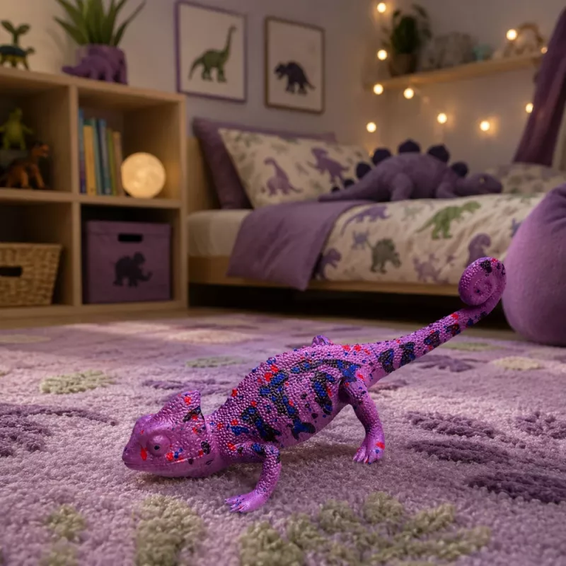 LEAN TOYS Chamäleon Gummi-Figur dehnbar realistisch lila Reptil 14 cm