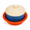 LEAN TOYS Kinder-Bambusfaser-Geschirrset, Blau und Orange, 15-teilig