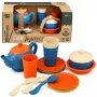 LEAN TOYS Kinder-Bambusfaser-Geschirrset, Blau und Orange, 15-teilig