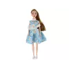 LEAN TOYS Kinderpuppe Emily Spring mit langen Haaren, blauem Kleid und Kätzchen