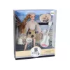 LEAN TOYS Kinderpuppe Emily mit Gitarre, Brille, langen blonden Haaren und Kätzchen
